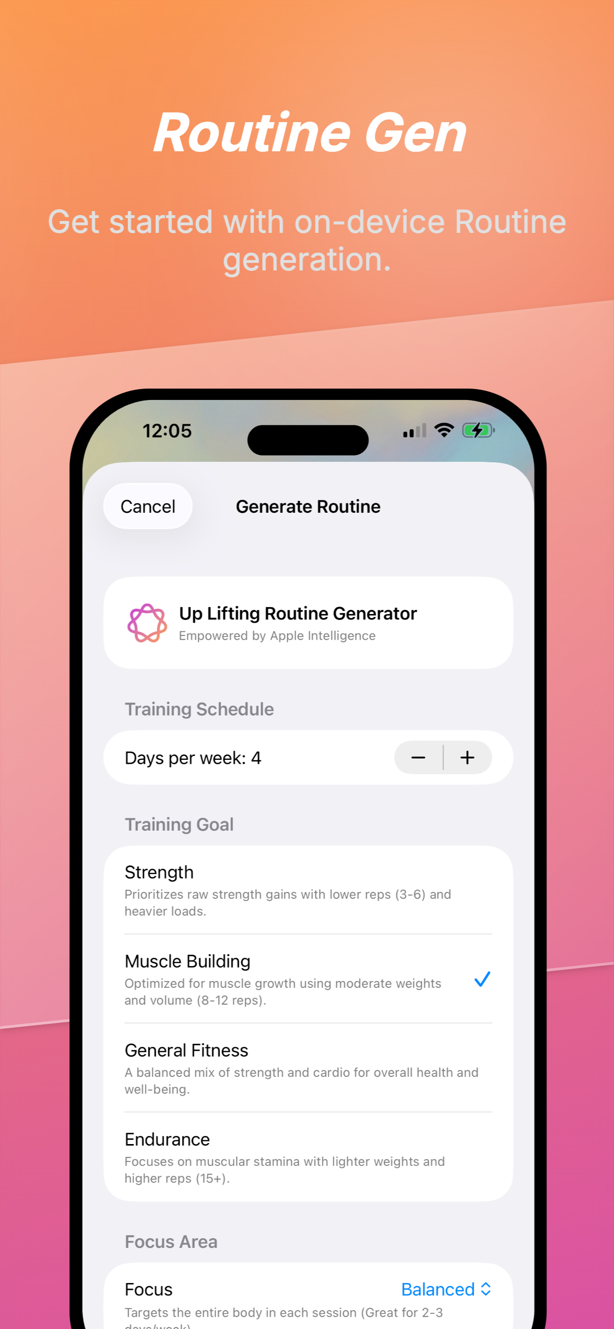 Up Lifting Settings - Personalize your training experience