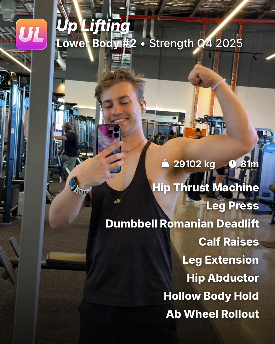 Up Lifting Workout Share Card - Personal record and exercise highlight card