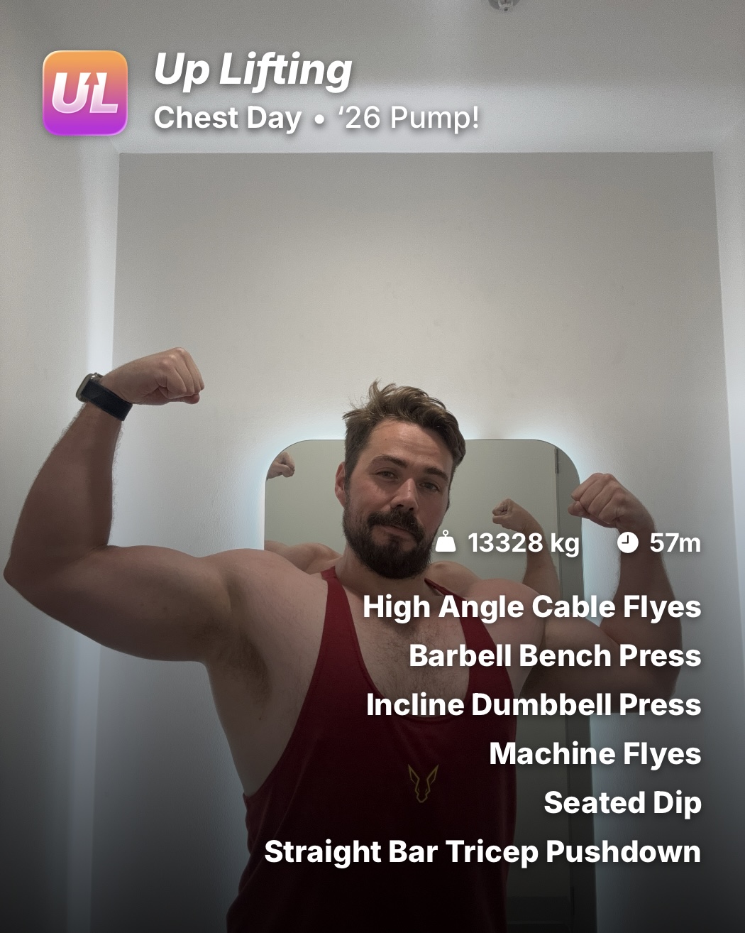 Up Lifting Workout Share Card - Detailed volume and set summary card